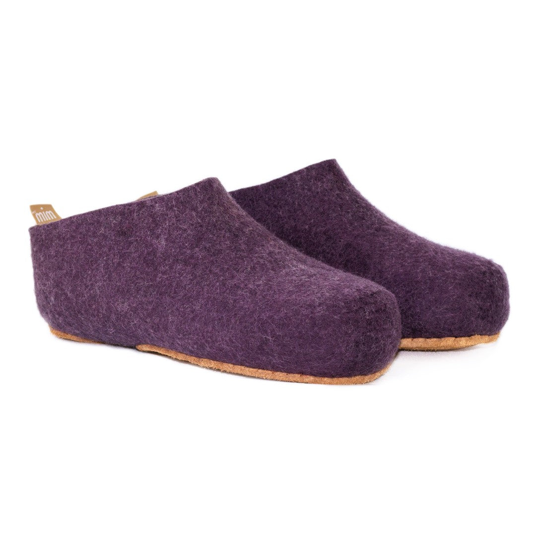 Purple and White Tartan Wool Slippers