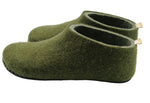 100% wool felt slippers in Garden green with a soft green interior
