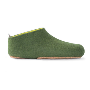 100 wool felt slippers in warm green and lime green interior layer ma MIM Ireland