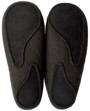 men's handmade 100% wool felt slipper with durable faux suede leather sole from Mongolia